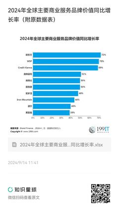 2024年全球主要商業服務品牌價值同比增長率分析